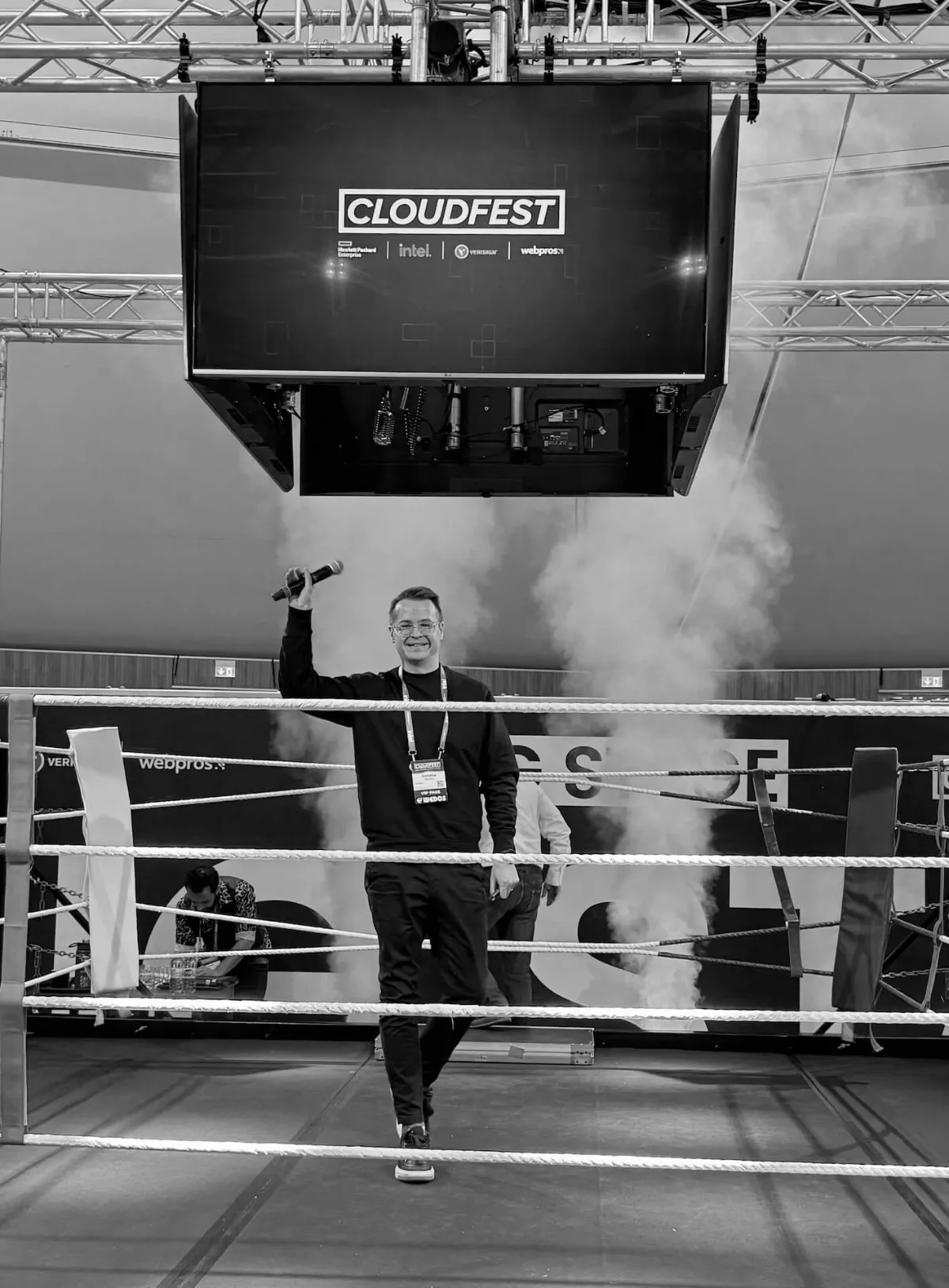 Evaldas Mockus speaking at CloudFest 2025